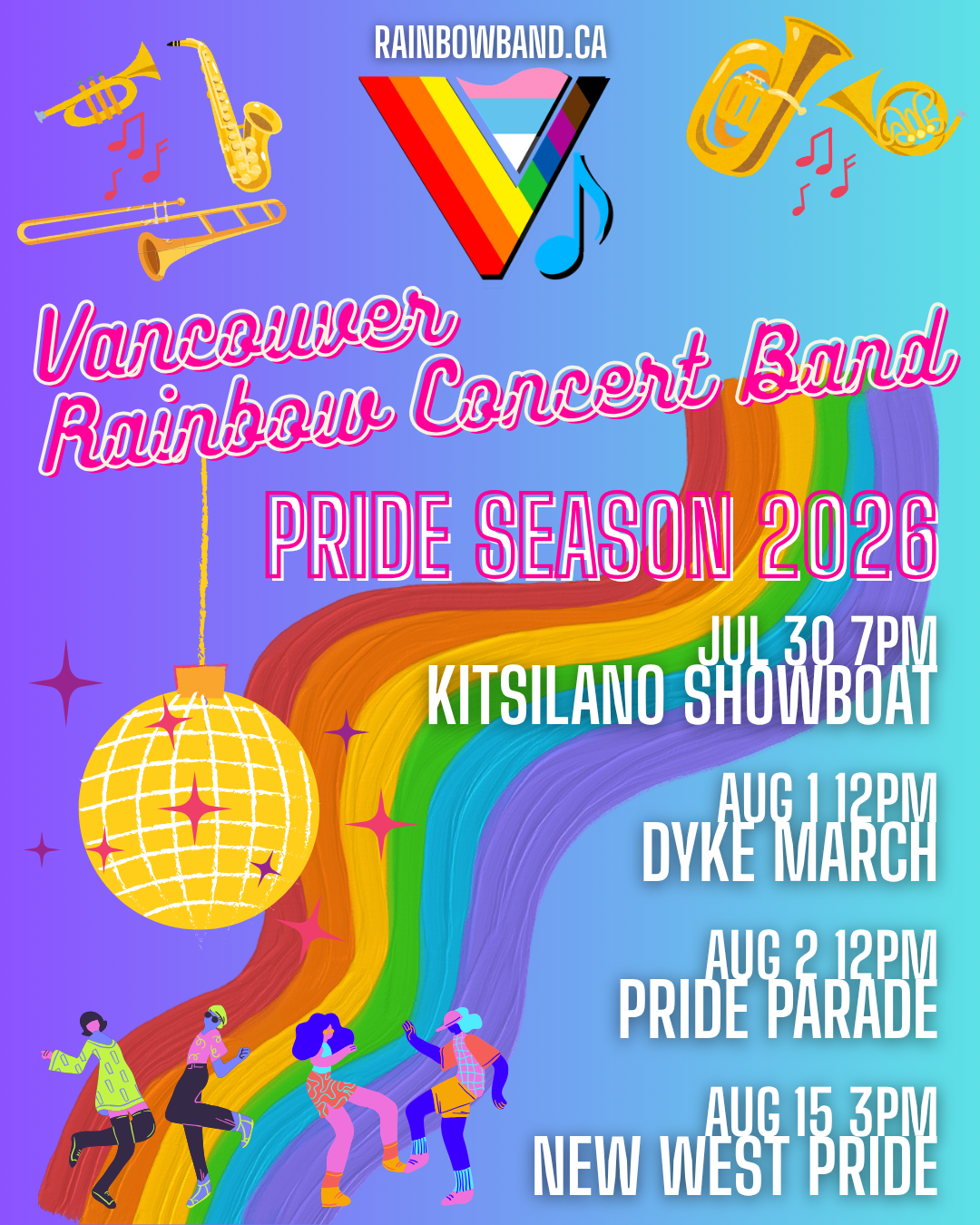 Come and see us at Pride events this year: July 30th at Kitsilano Showboat - Aug 1 at the Dyke March - Aug 2 at the Vancouver Pride Parade - Aug 15 at New West Pride